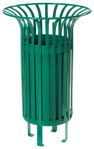 Corbeille publique Amiens 55 litres - robuste, fonctionnelle, seau amovible, finition vert RAL 6005_0