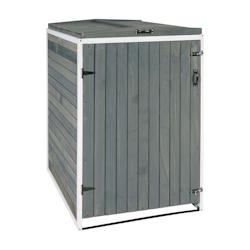 Décoshop26 - Abris poubelles pour deux bacs normaux 126 x 80 x 98 cm bois mvg gris-blanc 04_0007002 - blanc 3000261988625_0
