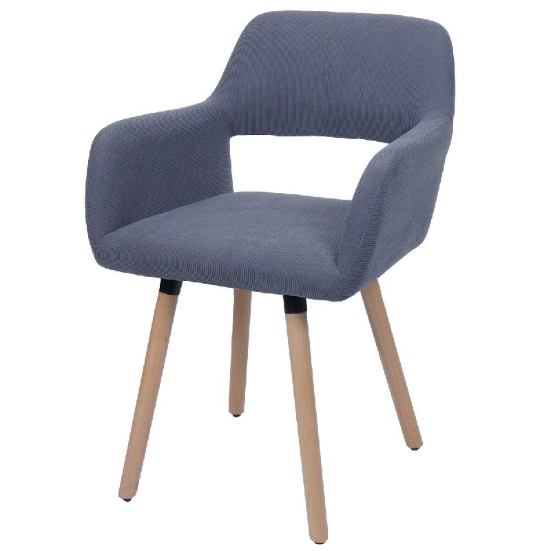 Décoshop26 - Chaise de salle à manger avec accoudoirs 80x56x53 cm en tissu velours côtelé gris foncé pieds bois hêtre 04_0009833 - gris Bois mas_0