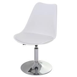 Décoshop26 - Chaise pivotante de cuisine salle à manger réglable en hauteur synthétique blanc pied chromé 04_0002037 - blanc 3000167432697_0