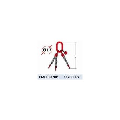 ELINGUE CHAINE 3 BRINS - SANS CROCHET - CMU 11200 KG (CLASSE 80)