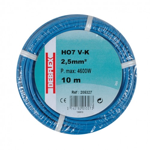 FIL SOUPLE HO7V-K - 2,5 MM² - 10 M - BLEU DEBFLEX