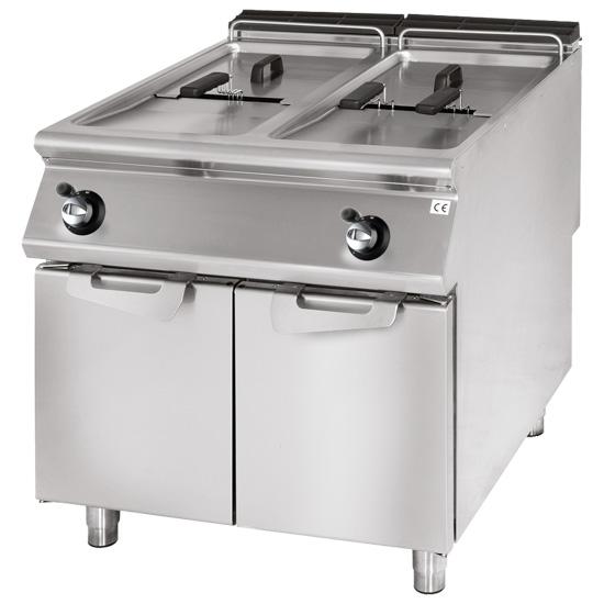Friteuse gaz sur coffre inox commandes mécaniques avec 2 cuves 2x13... - PVS7080FRGS13_0