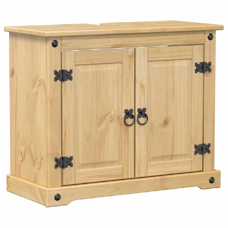 Helloshop26 - Armoire lavabo de salle de bain grande espace de rangement 73 x 33 x 60 cm en bois de pin massif miel 02_0056358 - 3000239482599_0