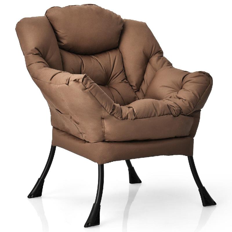 Helloshop26 - Fauteuil paresseux moderne 75 x 81 x 94,5 cm assise ergonomique design chic en polyester café 20_0011264 - métal 3000226630293_0