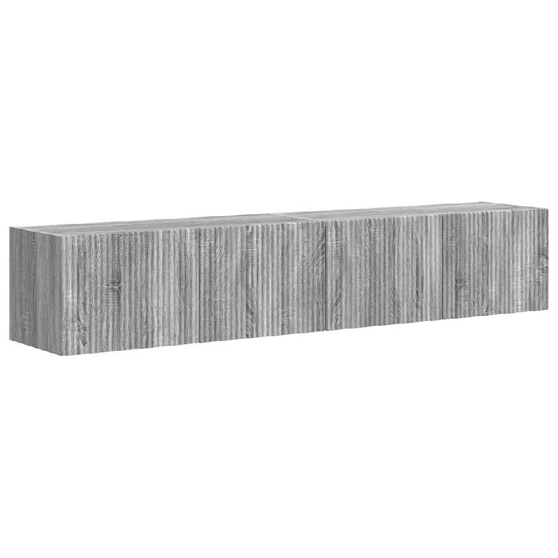 Helloshop26 - Lot de 2 meubles TV muraux modernes avec 4 étagères rangement 78,5 x 31 x 29,5 cm en bois d'ingénierie gris sonoma 02_0054912 - gris_0