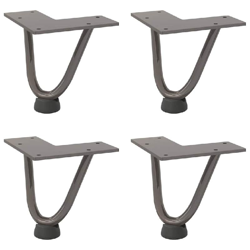 Helloshop26 - Lot de 4 pieds en épingle à cheveux pour table basse hauteur 10 cm avec patins réglables style moderne en acier 02_0056710 - acier 30_0