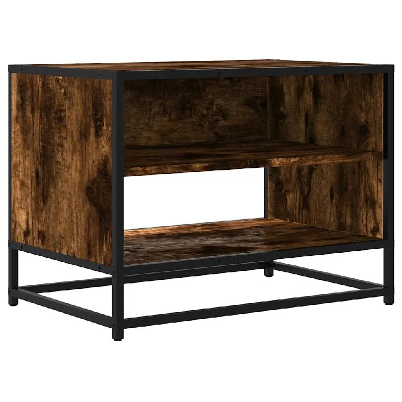 Helloshop26 - Meuble TV rangement grand espace style industriel 61 x 40 x 46 cm en bois d'ingénierie chêne fumé 02_0049617 - métal 3000235930544_0