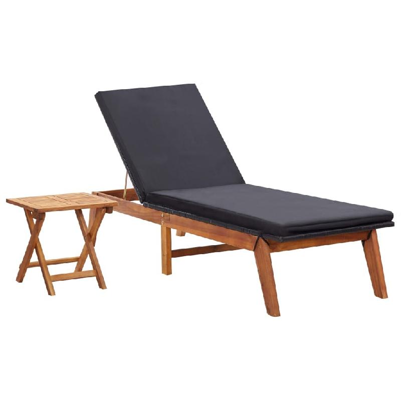 Helloshop26 - Transat chaise longue bain de soleil lit de jardin terrasse meuble d'extérieur avec table résine tressée et bois 02_0012690 - Bois ma_0