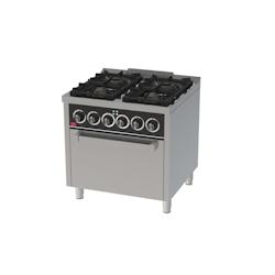 HR FAINCA Fourneau à Gaz Série 750 avec Four Électrique GN2/1 - 4 Brûleurs (2x6.8kW et 2x8.5kW) - 800x750x880mm - C4F750HE - Acier inoxydable_0