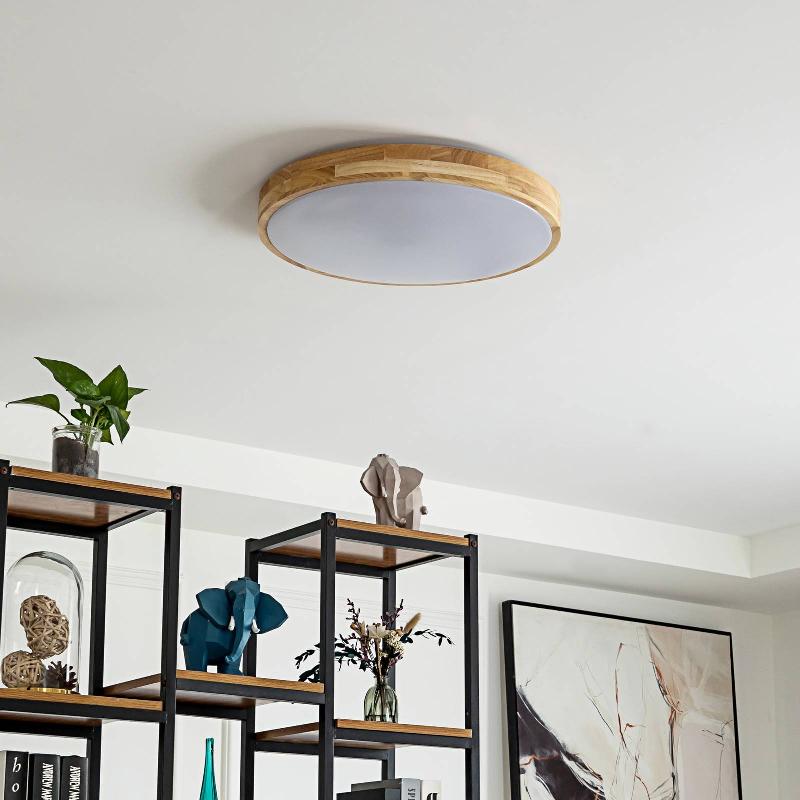 PLAFONNIER LED LINDBY SMART, BOIS INNES, Ø51CM, RVB, CCT, TUYA