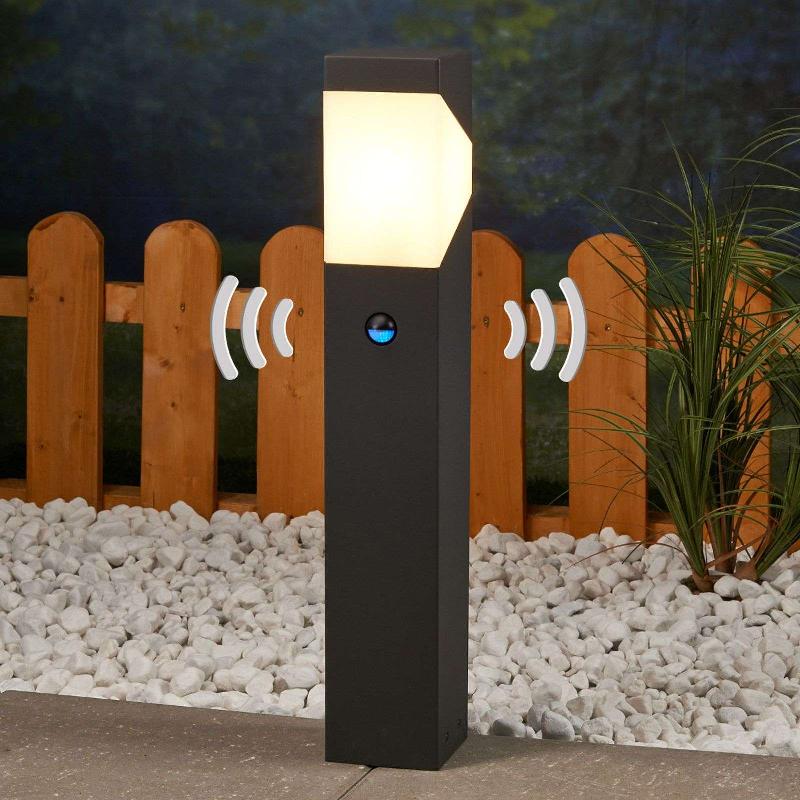 LUCANDE, LUMINAIRE POUR SOCLE KIRAN, 60 CM, DÉTECTEUR, GRIS, IP44, E27