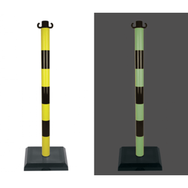Poteaux photoluminescents sur socles, pliables, avec crochets pour chaines - PTAPVCJNNR-NV01/L_0