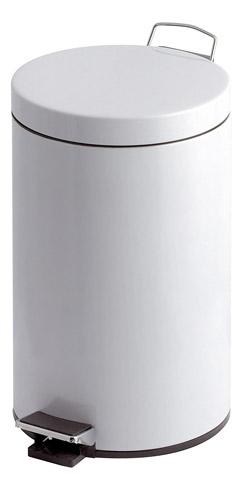 POUBELLE MÉTAL À PÉDALE RONDE, 5 LITRES, BLANC
