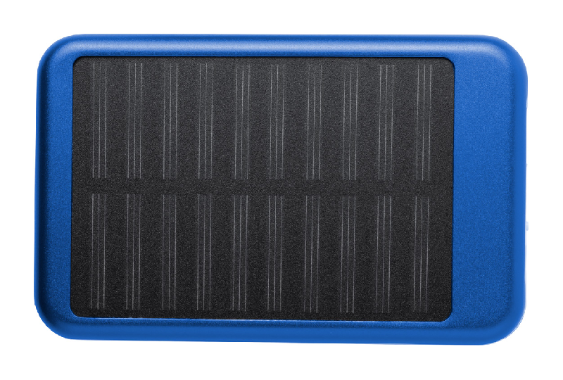 Power bank en aluminium - 4000 mAh - Chargeur solaire et micro USB - Couleur bleu_0
