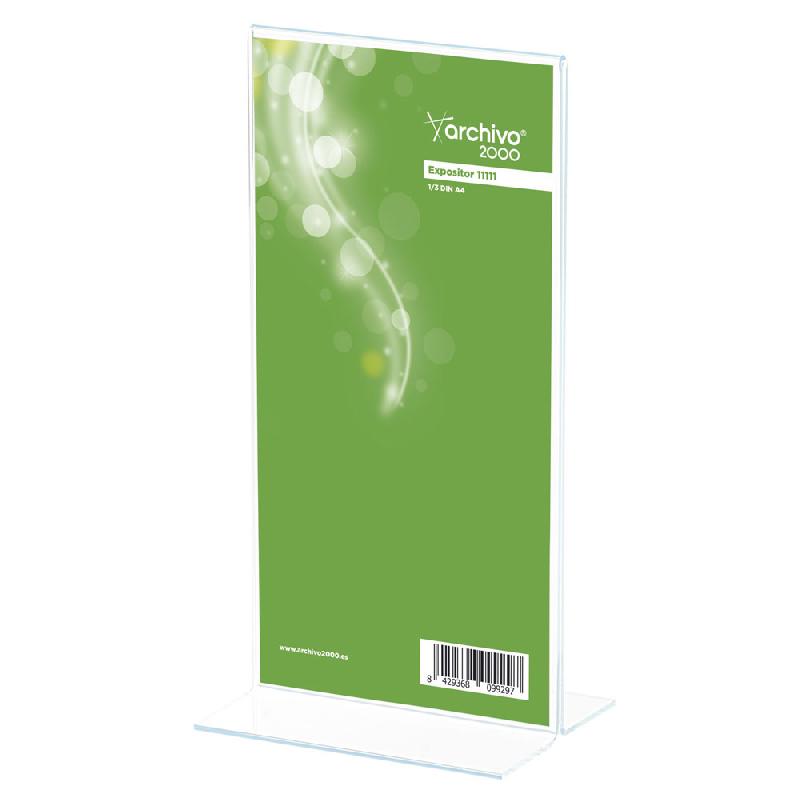 PRESENTOIR DE DOCUMENT VERTICAL - DOUBLE FACE - FORMAT 1/3 DE A4 - TRANSPARENT  - LOT DE 3