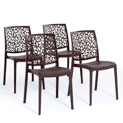 RATTATAN Set 4 Chaises en polypropylène avec fibre de verre empilables pour extérieur et jardin, bar et restaurant, cuisine design moderne - ANNA -_0