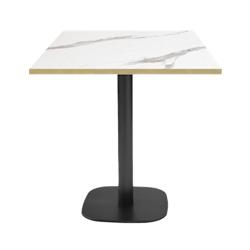 Restootab - Table 70x70cm - modèle Round marbre blanc chants laiton - blanc fonte 3760371511327_0