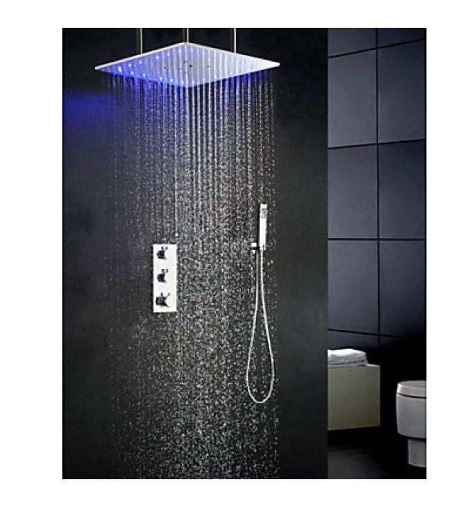 DE DOUCHE THERMOSTATIQUE AVEC JET DE PLUIE À LED, POMMEAU DE