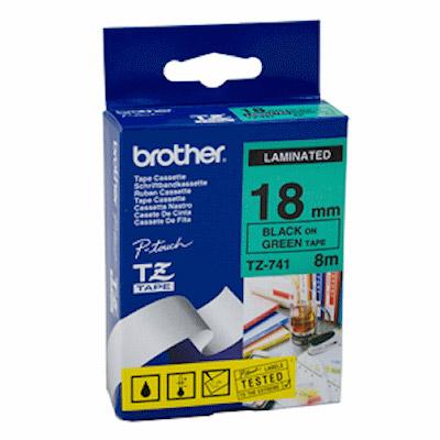 RUBAN BROTHER TZE741 - RUBAN LAMINE - NOIR/VERT - ROULEAU (18 MM X 8 M)