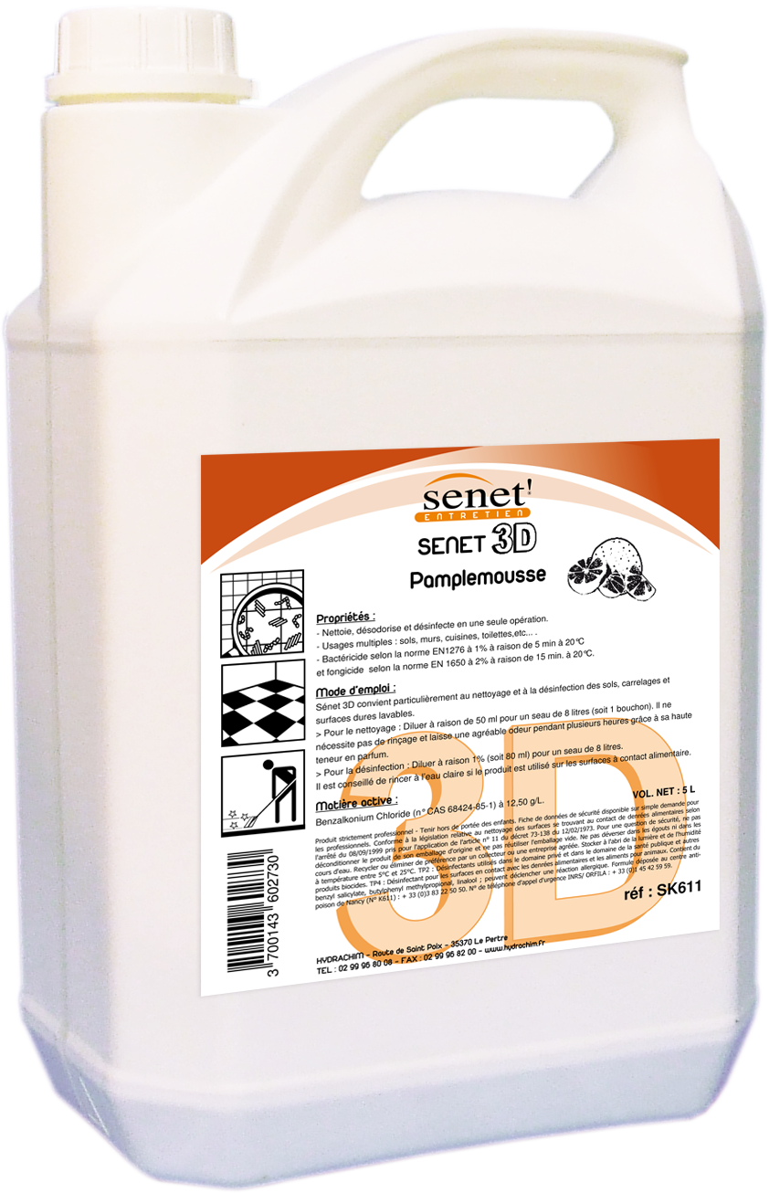 Senet 3D - Détergent pour sol parfum pamplemousse - Nettoie, désodorise et désinfecte_0