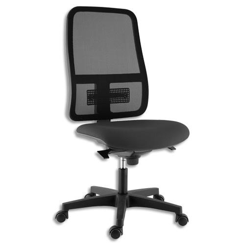 Sokoa siège Bizz - dossier résille fixe, renfort lombaire réglable, assise tissu noir M1, multi positions_0