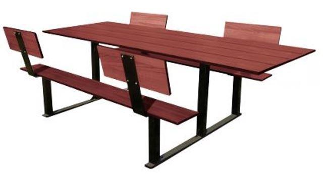 Table de Pique-Nique Riga en Compact - Version Standard ou PMR - 4 Places avec Dossiers - Stratifié Compact Haute Densité_0