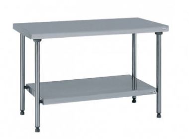 Table inox centrale avec étagère basse - TOURNUS ÉQUIPEMENT - Référence : 424 926 - Hauteur réglable 900 à 930 mm - Certification NF Hygiène Alimentaire_0