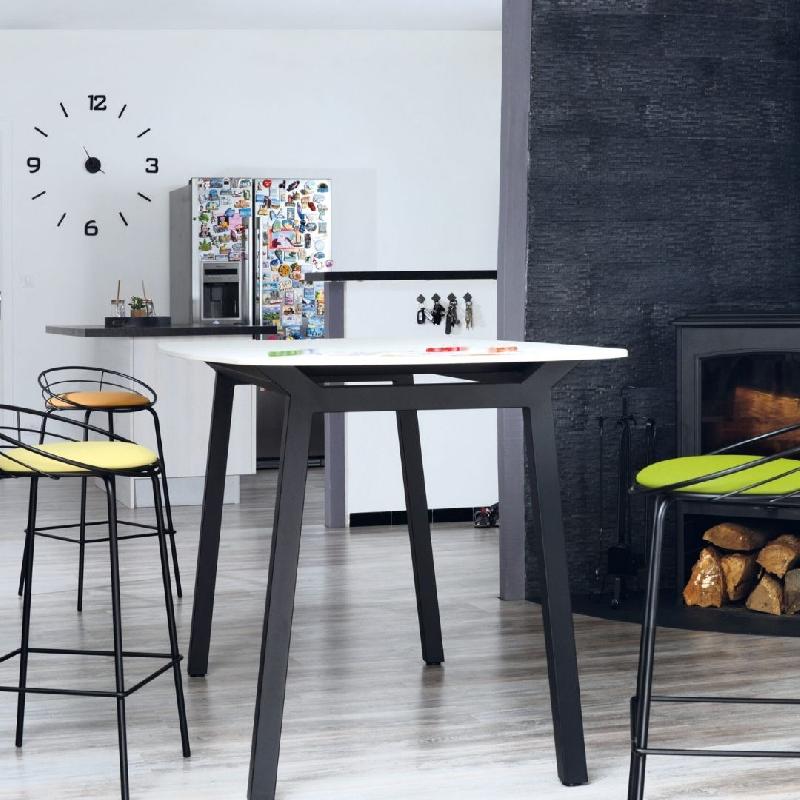 Table Yspe - Plateau compact 12,5 mm blanc roche - Hauteur snack 87 cm - 200x115 cm_0