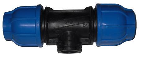 Te réduit compression en PP - serrage rapide, taraude D 020x1/2