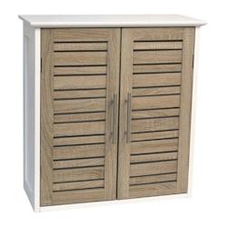 TENDANCE Meuble de salle de bain Élément haut 2 Portes et 1 Étagère intérieure - Stockholm - marron 3700462445568_0