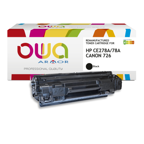 TONER REMANUFACTURÉ OWA - TRÈS TRÈS HAUTE CAPACITÉ - NOIR - POUR HP CE278A, CANON 726 - TONER COMPATIBLE