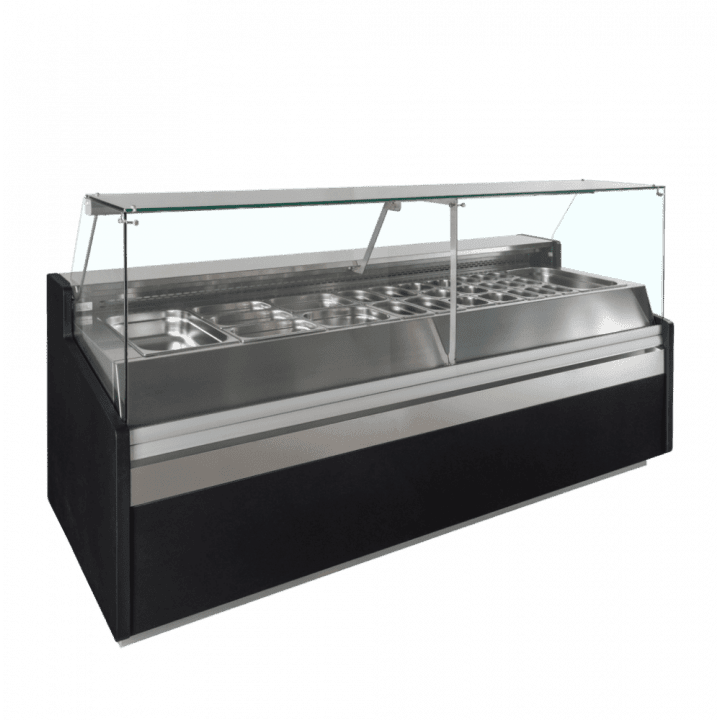 Vitrine ventilée positive 6 x GN 1/1, 4 portes pleines battantes, noire, à poser, 1284 W, 220 V - MONO_0