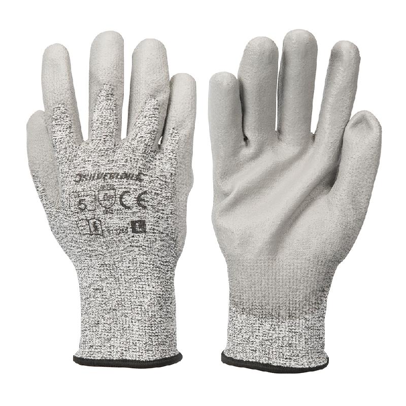Gants anti-coupures classe 5 - Silverline 913265 - Kevlar, intérieur tissé jauge 13, paume enduite PU_0