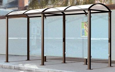 Abri bus en acier - modèle Noirmoutier - longueur 5000 mm avec bardage de fond et latéraux_0