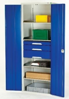 Armoire d'atelier polyvalente - réf 16916106.11v - 4 tablettes et 2 tiroirs de 125mm_0