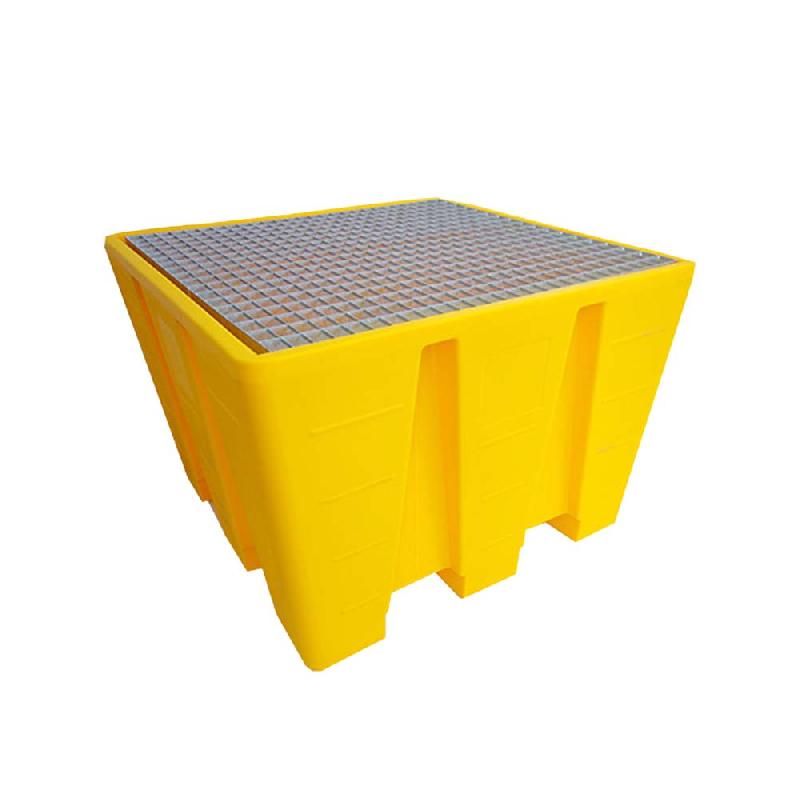 Bac de rétention pour cuve IBC - 1100L en PEHD - Caillebotis acier galvanisé - Charge maxi 1100 kg_0