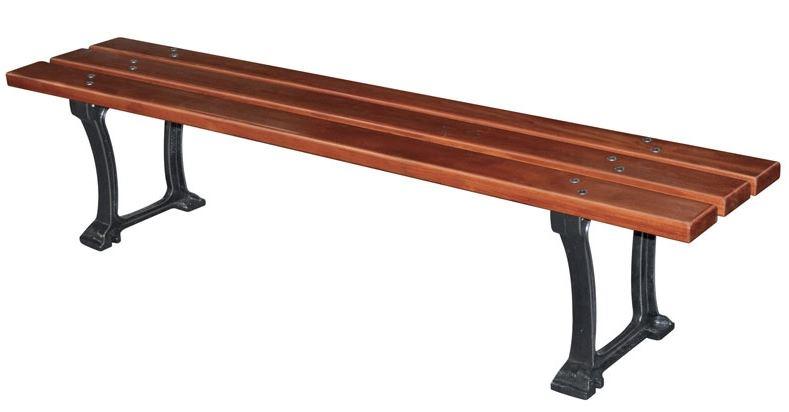 Banquette publique en bois exotique et fonte Pampelune - Traitée antirouille et résistante aux intempéries_0