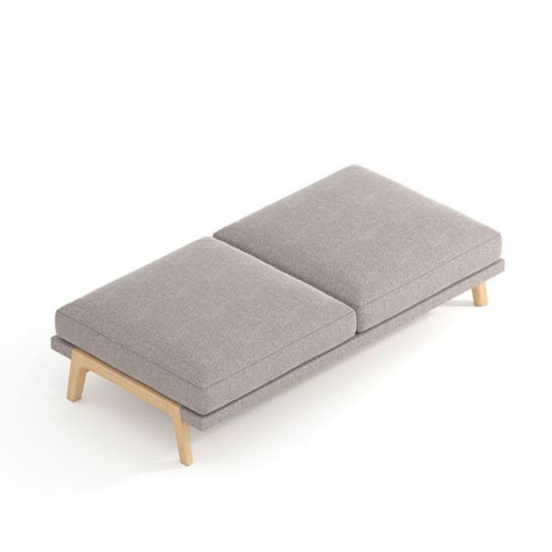 Banquette tapissée 2 places design PAUSA - minimaliste et moderne - structure en bois et piètement en hêtre ou chêne_0