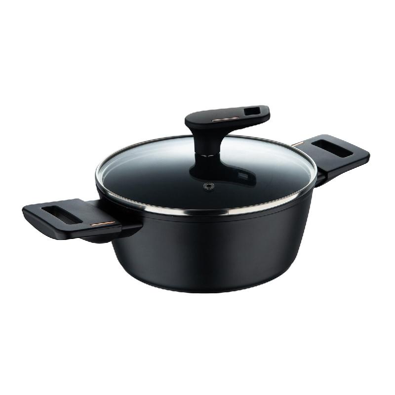 BERGNER Copper - Cocotte basse Ø20cm 2,2L avec couvercle en aluminium forgé, noire - noir Q5140_0