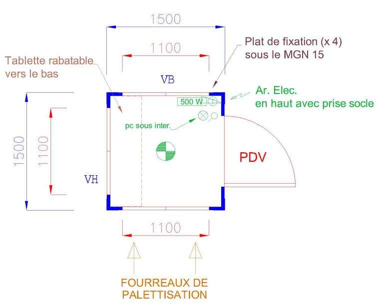Bungalow de chantier mgn 15 / monobloc / guérite / aménagé /  1.5 x 1.5 x 2.57 m_1