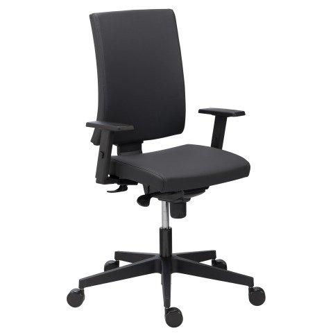 CHAISE DE BUREAU DIFESA SIMILI CUIR NOIR - DOSSIER HAUT AVEC ACCOUDOIRS RÉGLABLES 3D - MÉCANISME SYNCHRONE - PIEDS NOIR