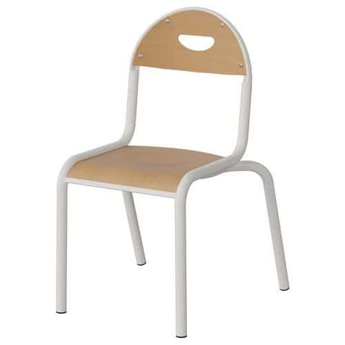 CHAISE MALIBU 4P T3 - ASS/DOS HÊTRE / ACIER BLANC 9016 - MANUTAN EXPERT