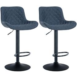 CLP Lot de 2 Tabourets de bar Minosa réglables et pivotants Bleu/Tissu - bleu textile 322852_0