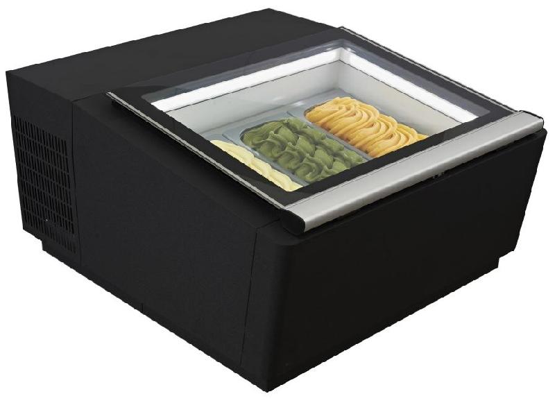COMBISTEEL modèle de table vitrine à crème glacée noir  s'ouvre du côté fonctionnement - noir cc3203_0