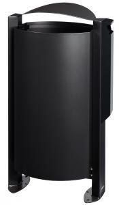 Poubelle publique Corb 100L avec pied Arkea et cendrier - Acier gris manganèse traité anticorrosion et anti-UV_0