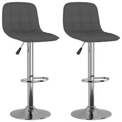 Décoshop26 - Lot de 2 tabourets de bar chaises hautes hauteur réglable en tissu gris foncé et acier DEC029712 - gris 3000257517846_0