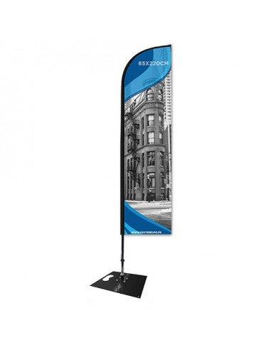 Drapeau plume - Impression + structure renforcée en carbone - Base plaque/carré 10 kg - Référence: PLUME-S_0