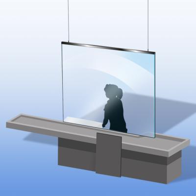 Écran de protection suspendu contre la COVID-19 - Plexi ou Polycarbonate - 1x1m - Kit de suspension inclus_0
