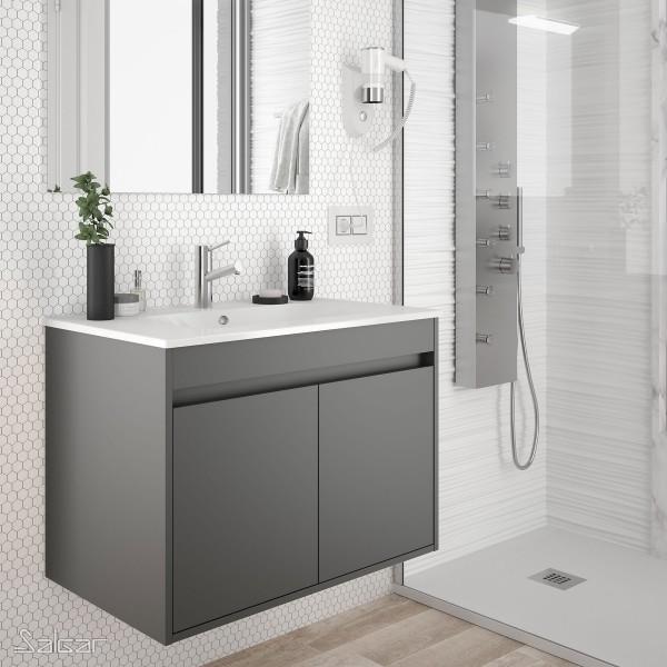 ENSEMBLE DE MEUBLES DE BAIN NOJA 700 2 PORTAS GRIS MAT - SALGAR 84974